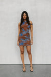 Giselle Dress - Chocolate/Blue Paisley