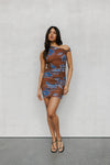 Giselle Dress - Chocolate/Blue Paisley