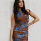 Giselle Dress - Chocolate/Blue Paisley