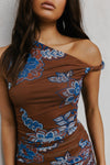 Giselle Dress - Chocolate/Blue Paisley