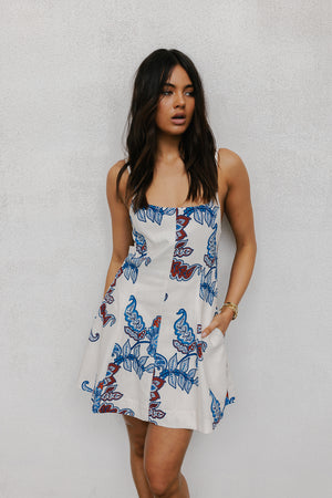 Laree Dress - Cream/Blue Paisley