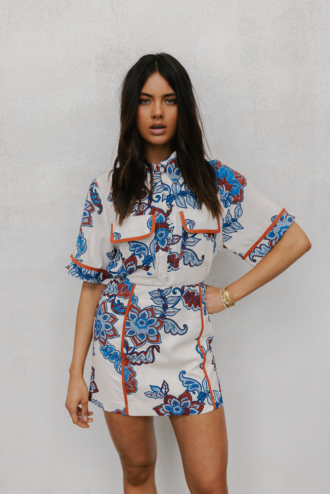 Aprire Mini Skirt Paisley Print