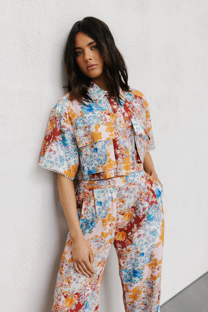 Esimio Cropped Shirt Bloom Floral Print