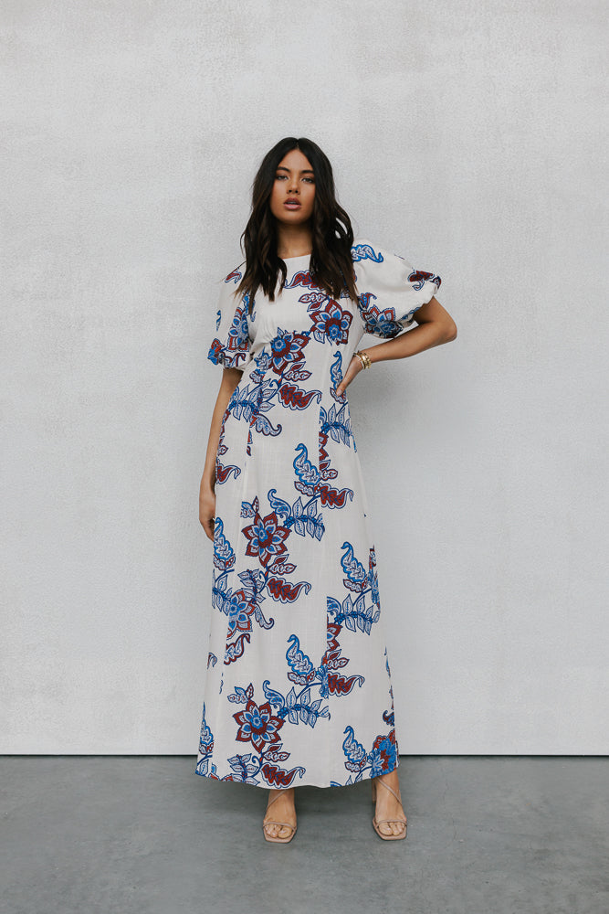 Pelato Dress - Cream/Blue Paisley