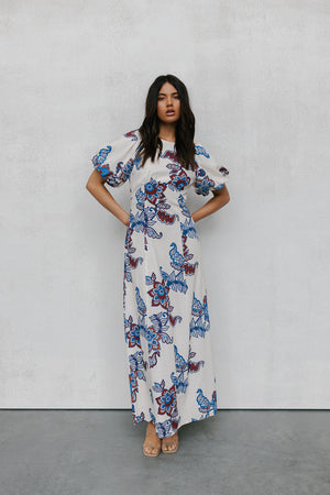 Pelato Dress - Cream/Blue Paisley