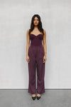 PRE ORDER EARLY OCTOBER - Scarlett Pants - Plum/White Pinstripe