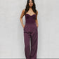 Scarlett Pants - Plum/White Pinstripe