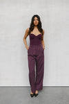 PRE ORDER EARLY OCTOBER - Scarlett Pants - Plum/White Pinstripe