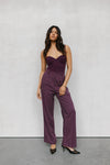 PRE ORDER EARLY OCTOBER - Scarlett Pants - Plum/White Pinstripe