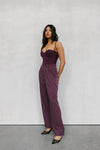 PRE ORDER EARLY OCTOBER - Scarlett Pants - Plum/White Pinstripe