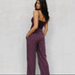 Scarlett Pants - Plum/White Pinstripe