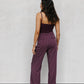 Scarlett Pants - Plum/White Pinstripe