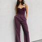 Scarlett Pants - Plum/White Pinstripe