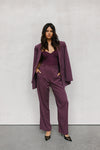 PRE ORDER EARLY OCTOBER - Scarlett Pants - Plum/White Pinstripe