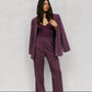 Scarlett Pants - Plum/White Pinstripe