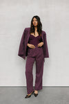 PRE ORDER EARLY OCTOBER - Scarlett Pants - Plum/White Pinstripe