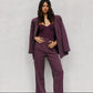 Scarlett Pants - Plum/White Pinstripe