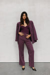 PRE ORDER EARLY OCTOBER - Scarlett Pants - Plum/White Pinstripe