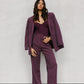 Scarlett Pants - Plum/White Pinstripe