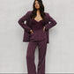 Scarlett Pants - Plum/White Pinstripe