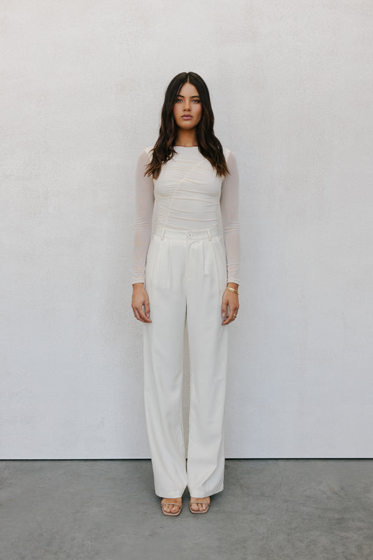 Stacey Long-sleeve Top - Bone Mesh