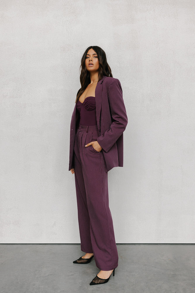 Quade Blazer Plum Pinstripe