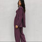 Scarlett Pants - Plum/White Pinstripe