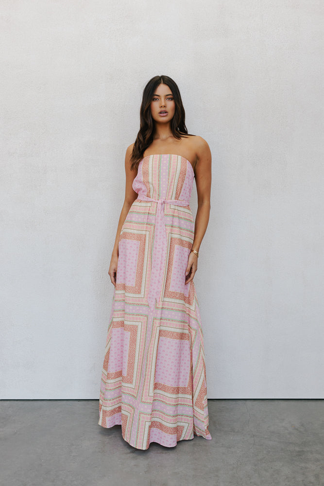 Phoenix Maxi Dress Pink Tile