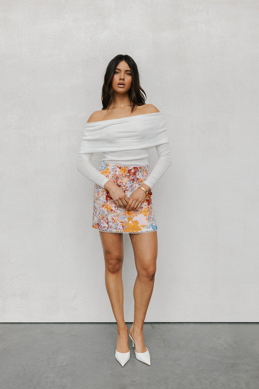 Garnet Off-Shoulder Knit Top - Ivory