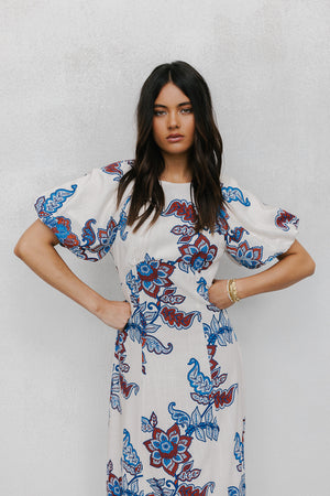 Pelato Dress - Cream/Blue Paisley