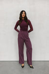 PRE ORDER EARLY OCTOBER - Scarlett Pants - Plum/White Pinstripe