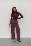 PRE ORDER EARLY OCTOBER - Scarlett Pants - Plum/White Pinstripe