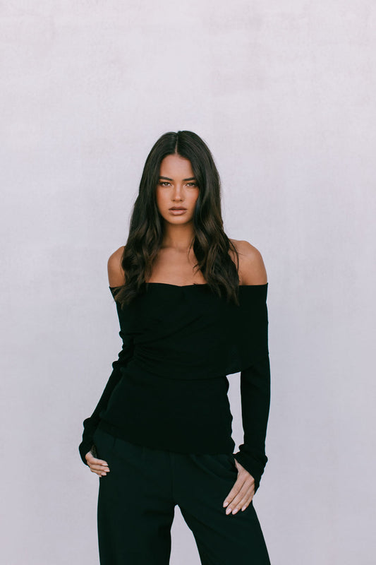 Nima Knit Long-sleeve Top - Black