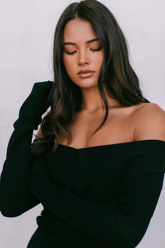 Nima Knit Long-sleeve Top - Black