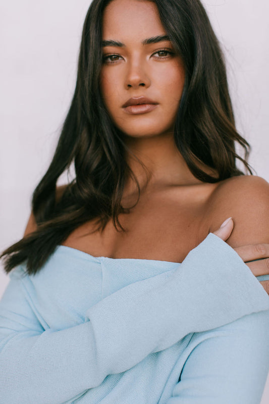 Nima Knit Long-sleeve Top - Baby Blue