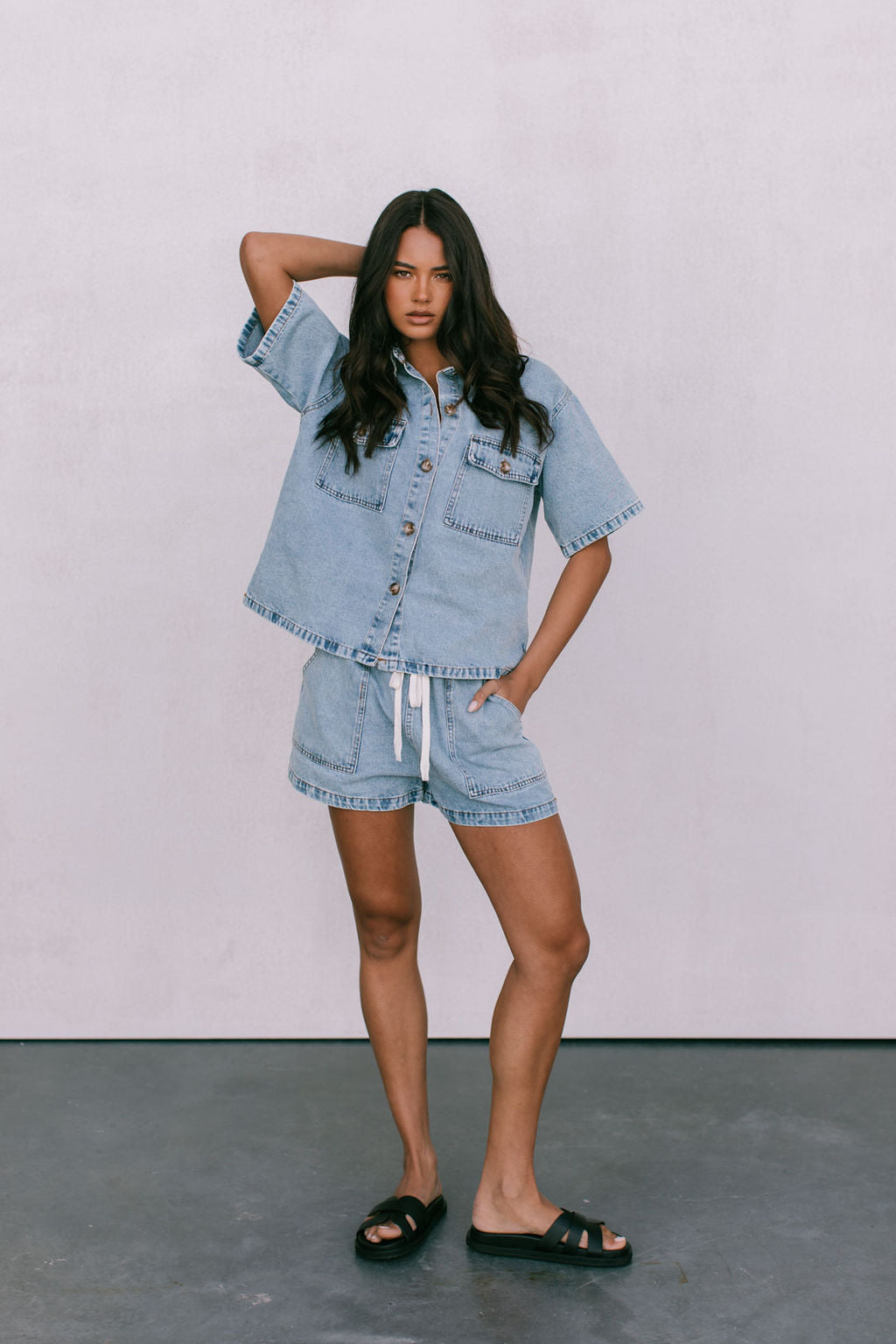 Olevvah Set - Light Wash Denim