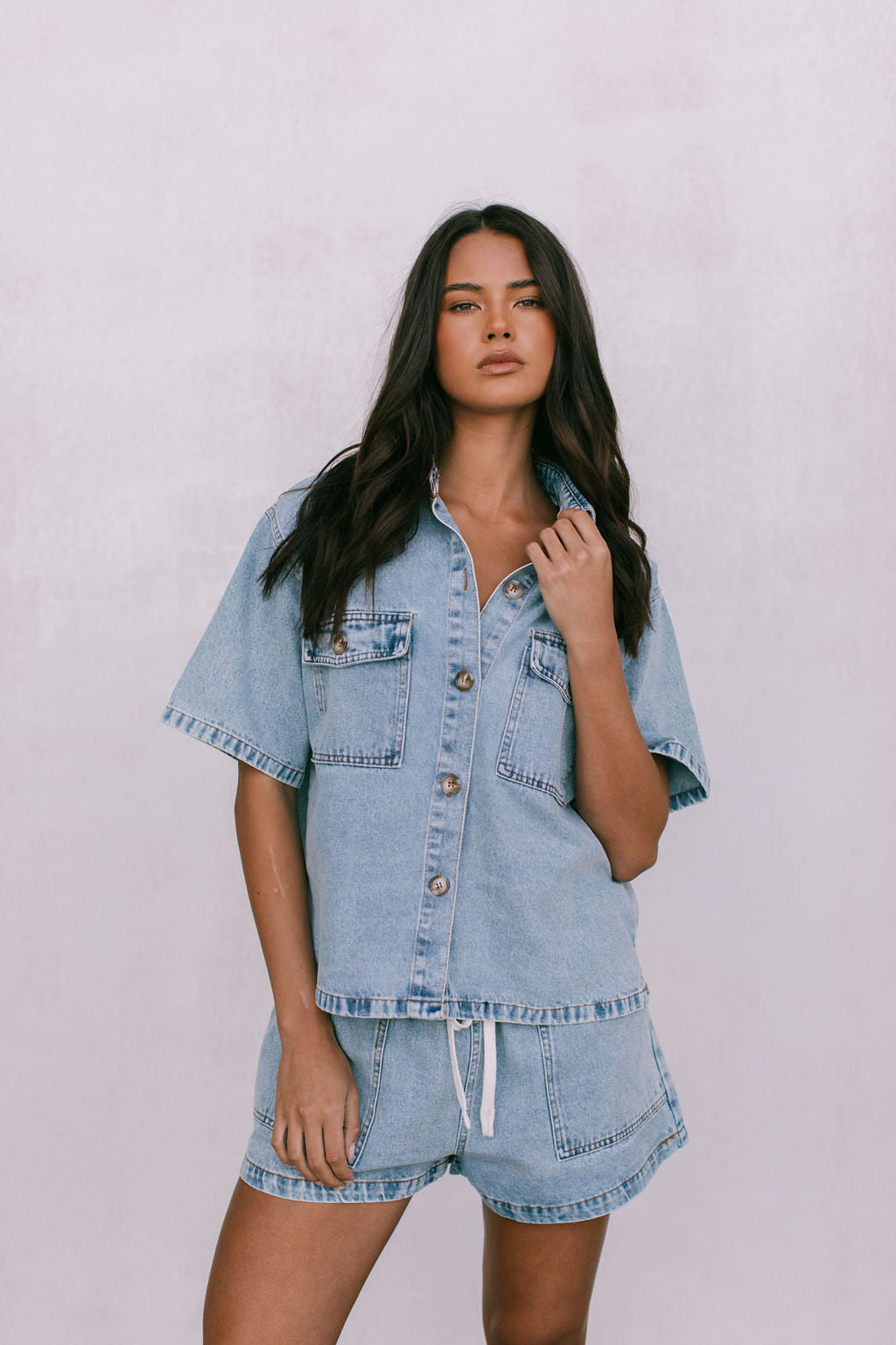 Olevvah Set - Light Wash Denim