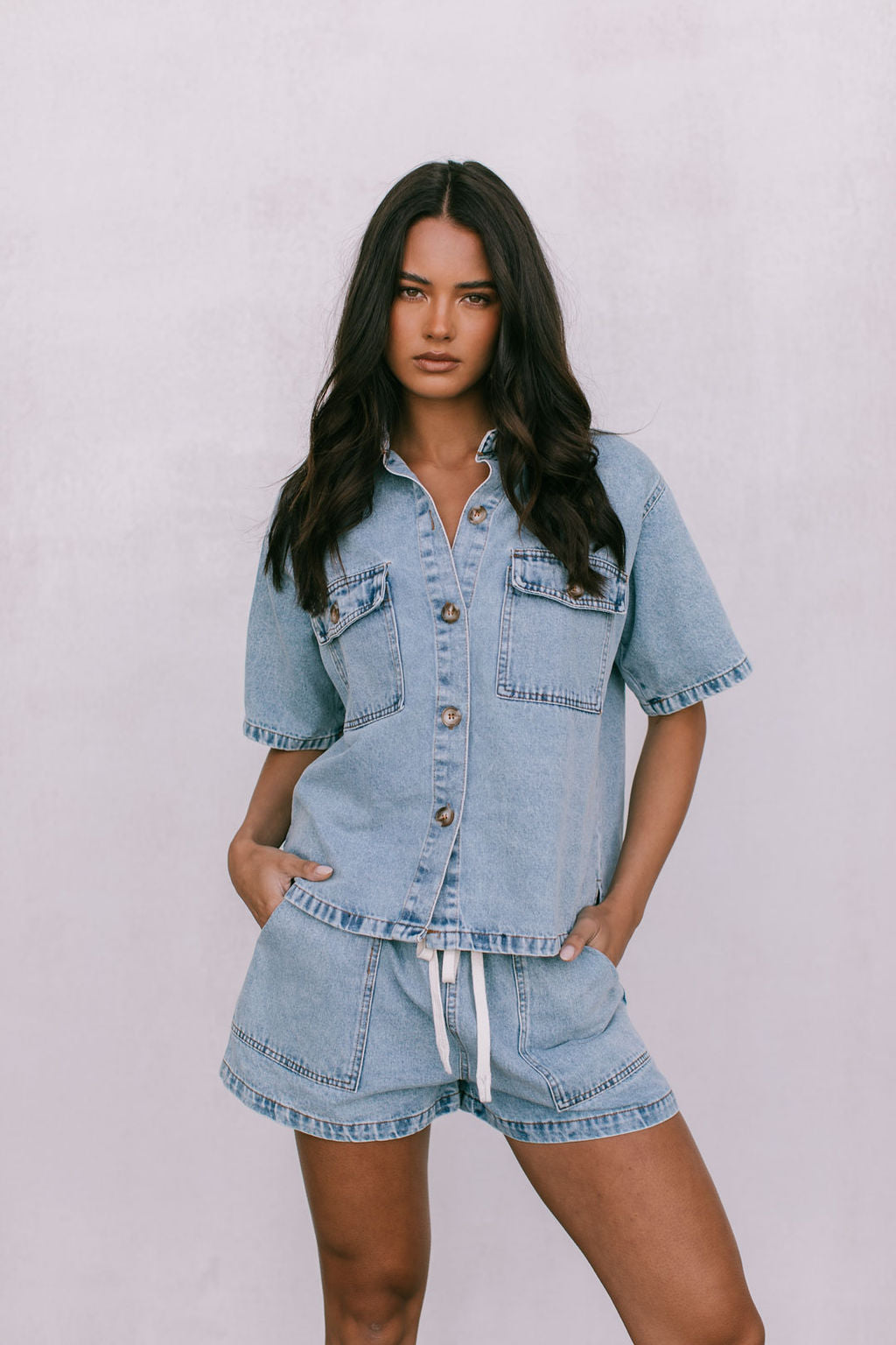 Olevvah Set - Light Wash Denim