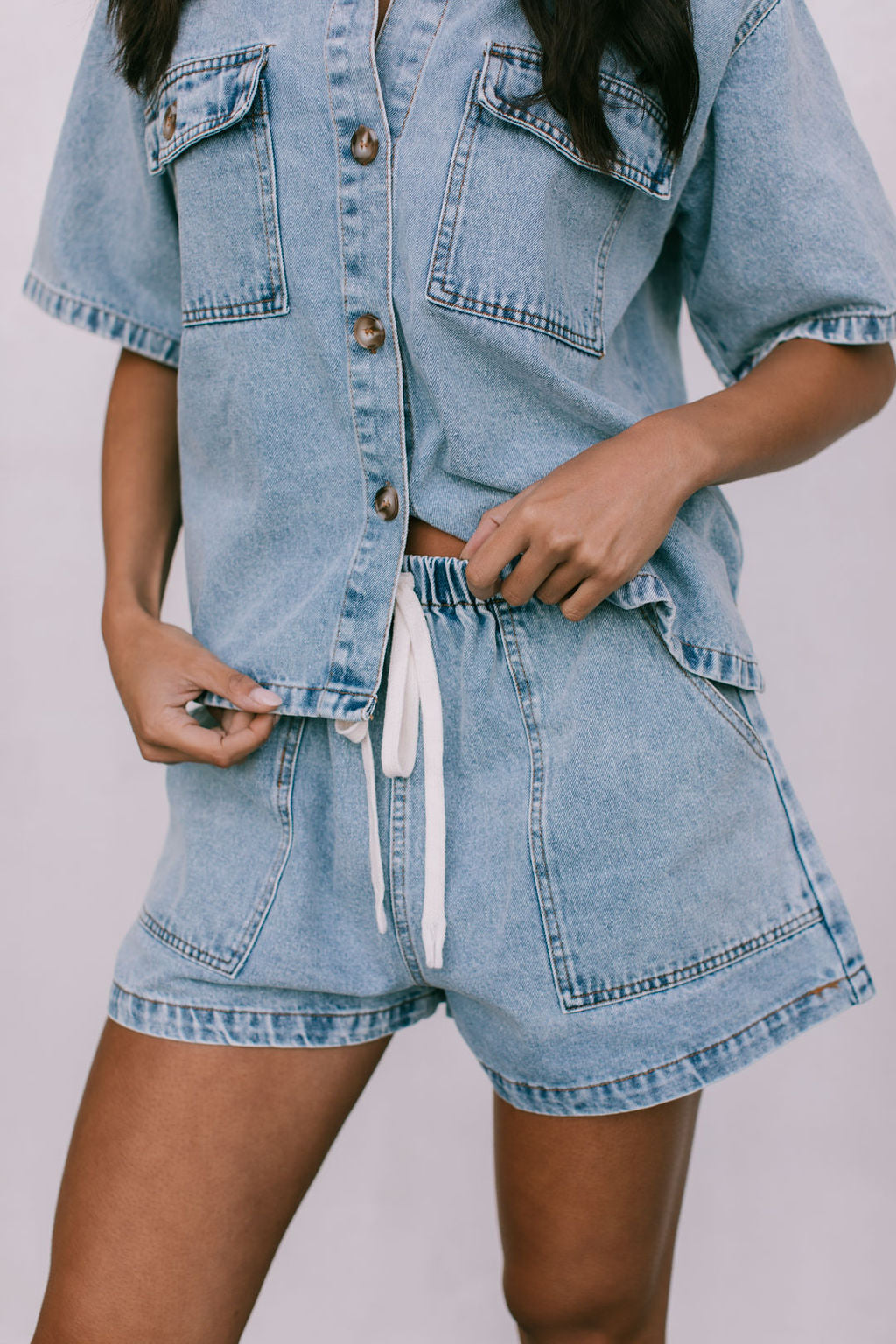 Olevvah Set - Light Wash Denim