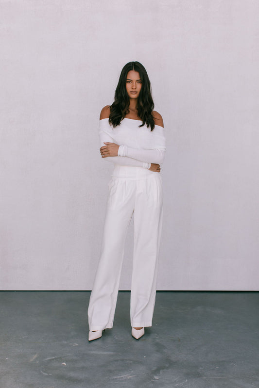 Garnet Off-Shoulder Knit Top - Ivory