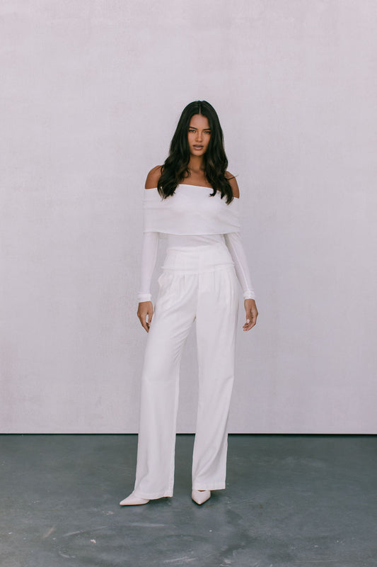 Garnet Off-Shoulder Knit Top - Ivory