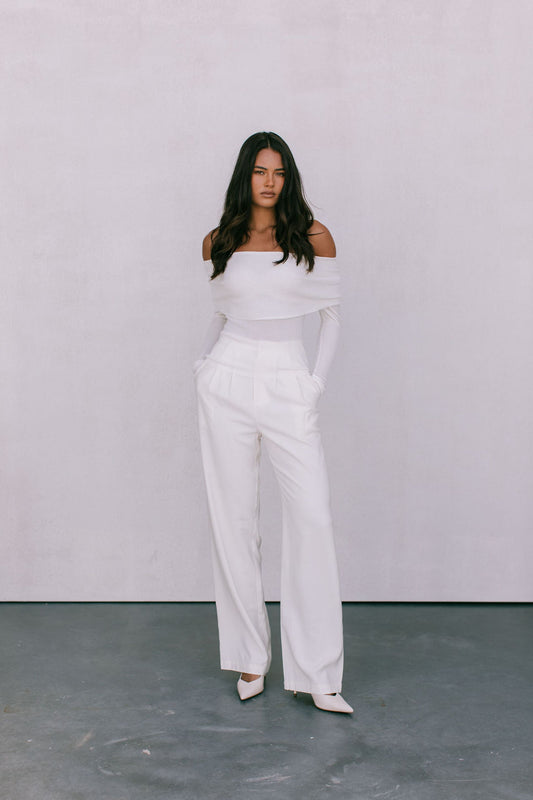 Garnet Off-Shoulder Knit Top - Ivory