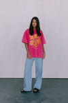 Le Fleur Tropical Tee - Pink Acid Wash