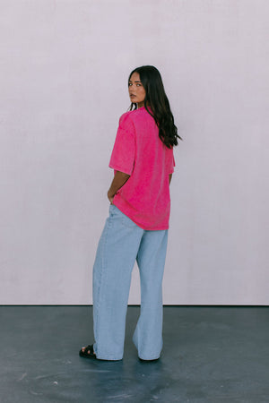 Le Fleur Tropical Tee - Pink Acid Wash