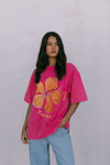 Le Fleur Tropical Tee - Pink Acid Wash