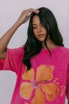 Le Fleur Tropical Tee - Pink Acid Wash