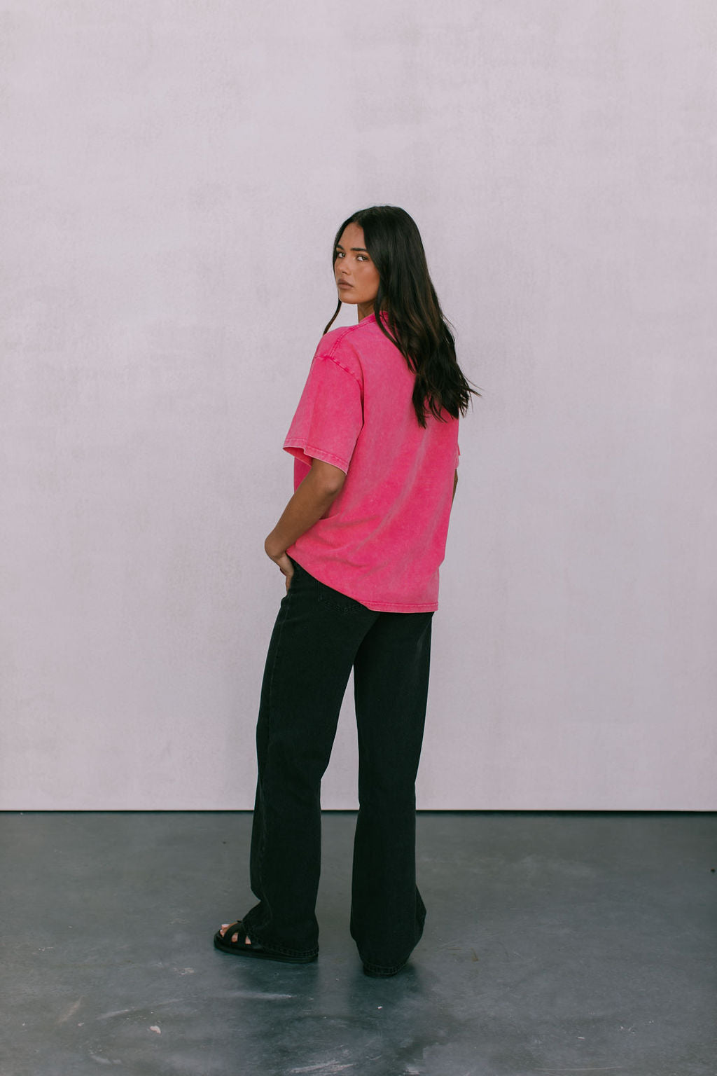 La Sirene Tee Pink Acid Wash
