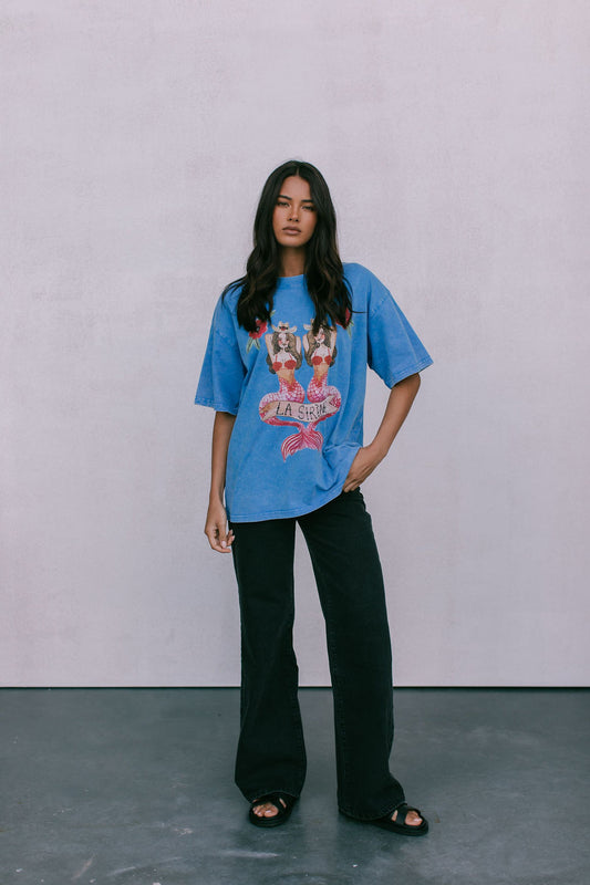 La Sirene Tee - Blue Acid Wash