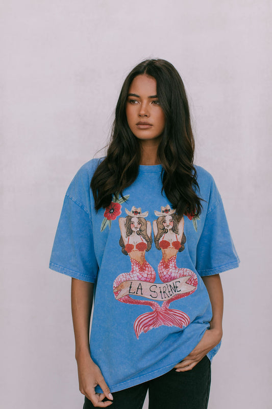 La Sirene Tee - Blue Acid Wash
