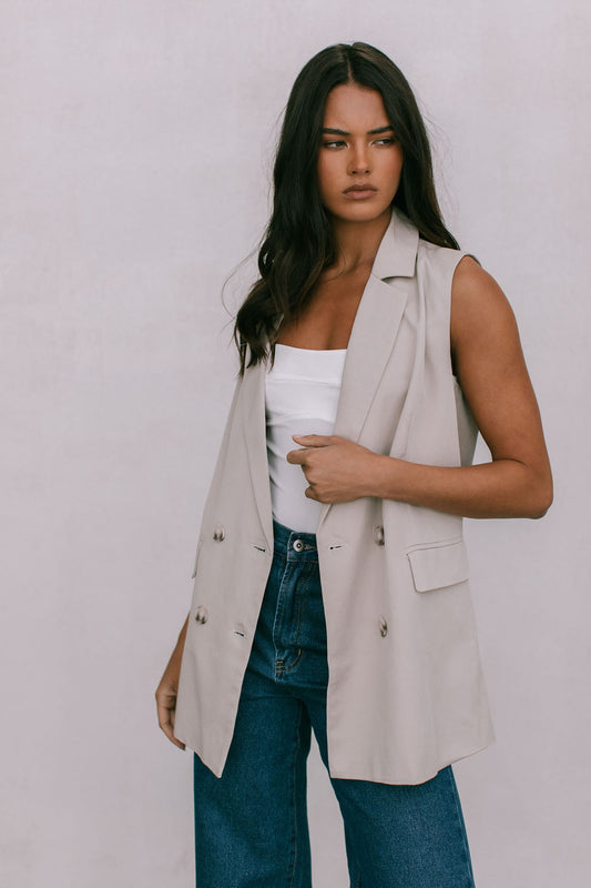 Olas Blazer Vest - Stone